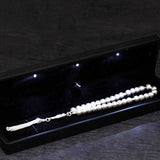 Tesbih - Sterling Silver Patterned Prayer Beads with Illuminated Box