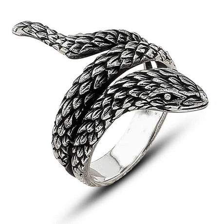 Premium Silver Snake Adjustable Men's Ring