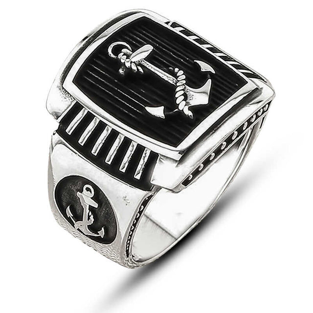 Premium Silver Nautical Anchor Men's Ring