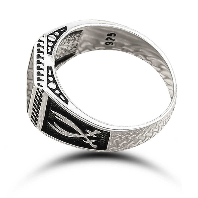 Premium Sterling Silver Onyx Sword Men's Ring