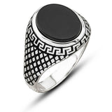 Premium Men's Sterling Silver Onyx Gemstone Ring