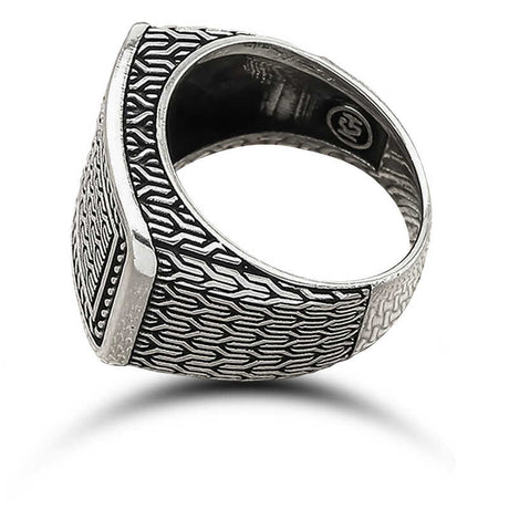 Premium Oxidized Silver Intricate Pattern Men's Ring