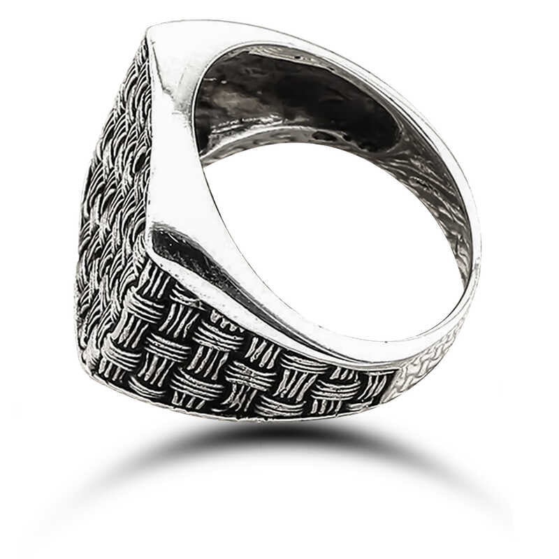 Silver Woven Pattern Men's Ring