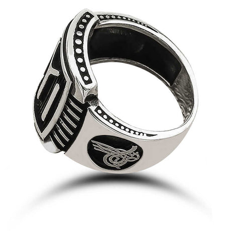 Premium Sterling Silver Kayi Tribe IYI Symbol Mens Ring