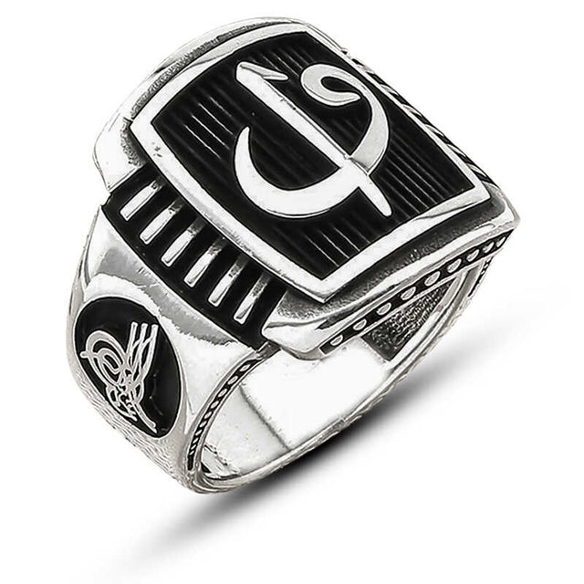 Premium Sterling Silver Elif Vav Tughra Mens Ring