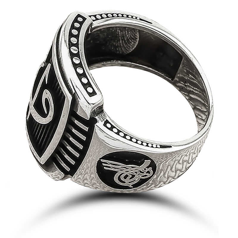 Premium Sterling Silver Elif Vav Tughra Mens Ring