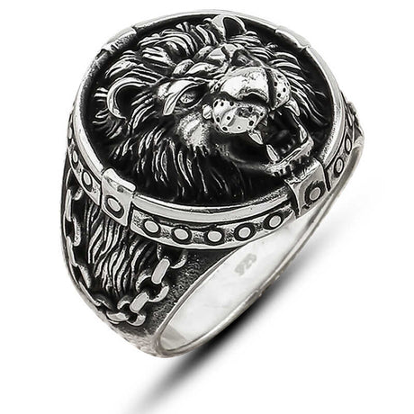 Professional Sterling Silver Lion Head Men's Ring
