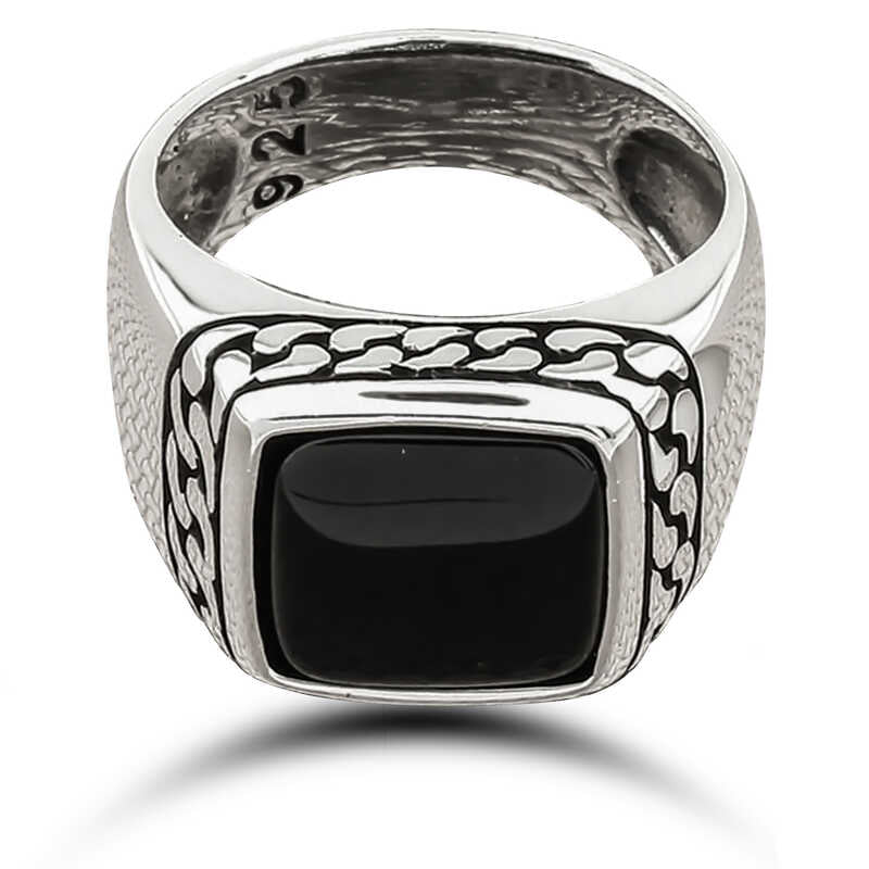 Premium Sterling Silver Onyx Stone Men's Ring