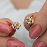 Multi-Tone Dorika Cluster Stud Earrings - Textured Elegance