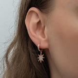 Rose Gold Plated Sterling Silver North Star Dangle Earrings - Cubic Zirconia