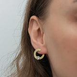 Gold-Plated Solitaire Crescent Stud Earrings with Dazzling Zirconia