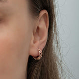 Hoop Earrings - Rose Gold Tone Honeycomb Hexagonal Design