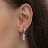 Dangle Earrings - Sterling Silver Sparkling Zirconia Cat Design