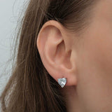 Elegant Sterling Silver Heart Stud Earrings - Sparkling Cubic Zirconia