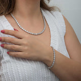 Sparkling Baguette Cut Tennis Style Necklace & Bracelet Set