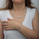 Ensemble Collier et Bracelet Style Tennis Coupe Baguette Étincelante
