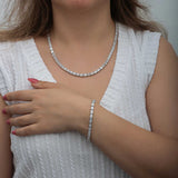 Ensemble Collier et Bracelet Style Tennis Coupe Baguette Étincelante