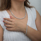 Ensemble Collier et Bracelet Style Tennis Coupe Baguette Étincelante