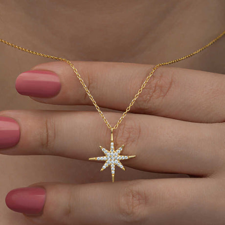 Necklace - Gold-Tone Cubic Zirconia Sparkling North Star Pendant