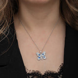 Collier Papillon en Argent Sterling avec Œil Porte-Bonheur - Zirconia Éblouissant