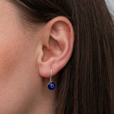 Sterling Silver Evil Eye Dangle Earrings - Symbolic Protection Charm