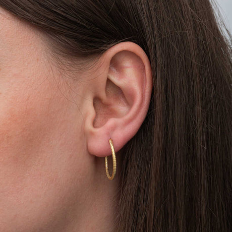 Hoop Earrings - Gold-Plated Sterling Silver Textured Design