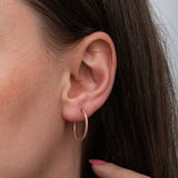 Hoop Earrings - Rose Gold Plated Silver Textured Everyday Style