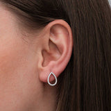 Sterling Silver Teardrop Earrings - Pave White Zirconia Design