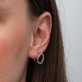 Stud Earrings - Sterling Silver Dainty Circle Halo with Sparkle