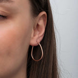 Rose Gold Plated Sterling Silver Sleek Teardrop Hoop Earrings