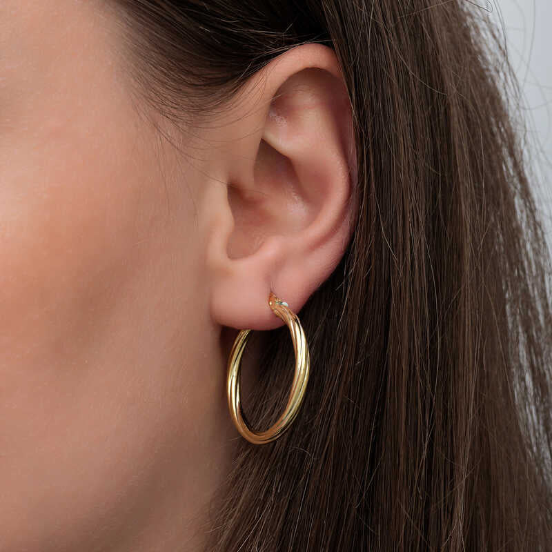 Hoop Earrings - Gold-Tone Twisted Classic Hoops