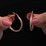 Hoop Earrings - Rose Gold Plated Sterling Silver Twisted Dainty