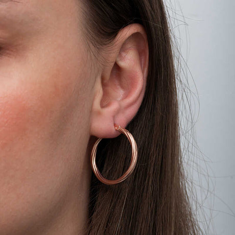 Hoop Earrings - Rose Gold Plated Sterling Silver Twisted Dainty