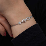 Sterling Silver Infinity Evil Eye Star Crescent Charm Bracelet