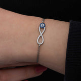 Sterling Silver Evil Eye Infinity Bracelet with CZ Sparkle