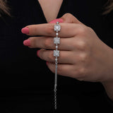 Bracelet - Sterling Silver Dazzling Pave Square Link