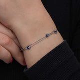 Sterling Silver Evil Eye Charm Bracelet - Dainty & Minimalist