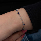 Sterling Silver Evil Eye Charm Bracelet - Dainty & Minimalist