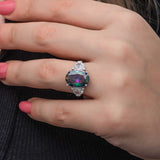Ring - Elegant Silver-Tone Mystic Topaz and Cubic Zirconia Ring
