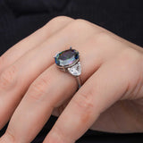 Ring - Elegant Silver-Tone Mystic Topaz and Cubic Zirconia Ring