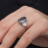 Ring - Elegant Silver-Tone Mystic Topaz and Cubic Zirconia Ring