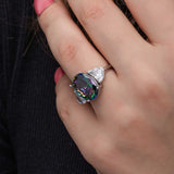 Ring - Elegant Silver-Tone Mystic Topaz and Cubic Zirconia Ring