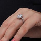 Sterling Silver Solitaire Ring - Dazzling Round Halo Design