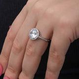 Sterling Silver Solitaire Ring - Dazzling Round Halo Design