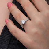 Elegant Solitaire Ring - Sterling Silver with Pavé Band