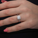 Ring - Sterling Silver Zircon Square Halo Pave