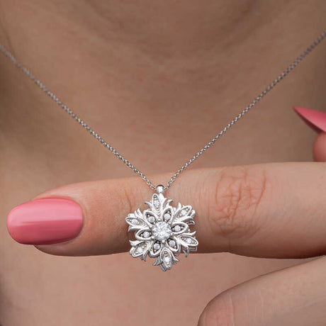 Dazzling Snowflake Spinner Necklace - Sterling Silver Zircon Pendant