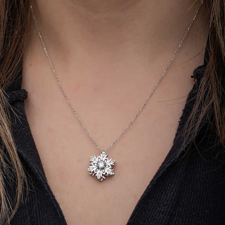 Dazzling Snowflake Spinner Necklace - Sterling Silver Zircon Pendant