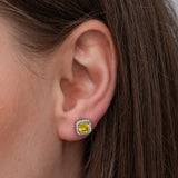 طقم مجوهرات هالة من الفضة الإسترلينية مع حجر كريم أصفر