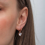 Sterling Silver Rose Gold Plated Heart Hoop Earrings - White Cubic Zirconia
